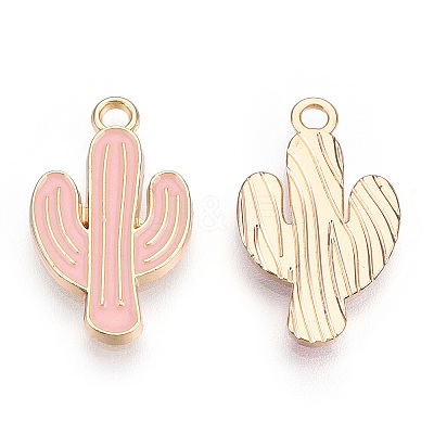 Light Gold Plated Alloy Pendants X-ENAM-T009-12B-1
