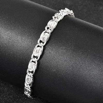 304 Stainless Steel Swirl  Link Bracelets for Women BJEW-K240-11S-1