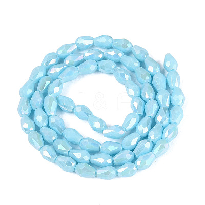 Opaque Solid Color Electroplate Glass Beads Strands EGLA-N013-P4mm-B12-1