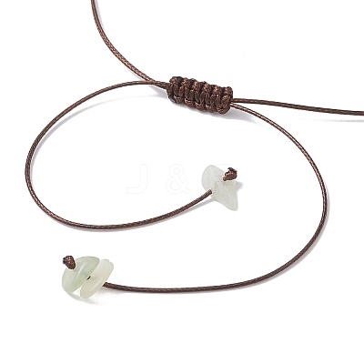 Raw Rough Natural Stone Nuggets Pendant with Handmade Lampwork Flower Adjustable Waxed Polyester Cord Necklaces for Women NJEW-TA00210-01-1