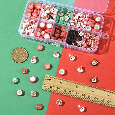 200Pcs 10 Styles Handmade Polymer Clay Christmas Theme Beads CLAY-FS0001-52-1