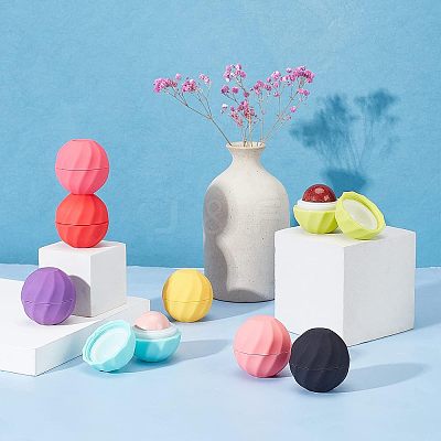 8 Sets 8 Colors Plastic Empty Lip Balm Sphere Containers MRMJ-CA0001-02-1