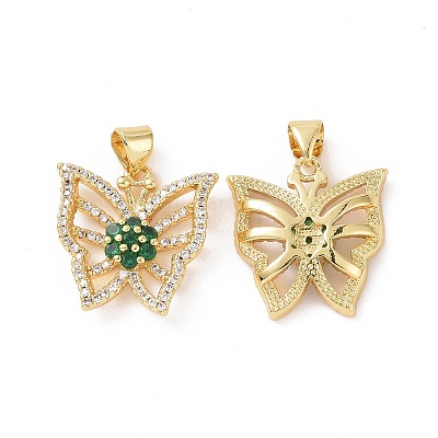 Brass Micro Pave Cubic Zirconia Pendants ZIRC-I063-44G-01-1