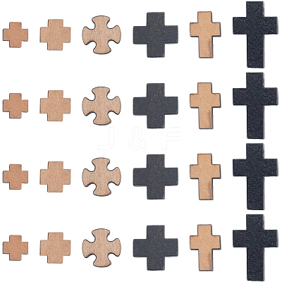 120Pcs 6 Styles Natural Wooden Beads WOOD-SC0002-21-1