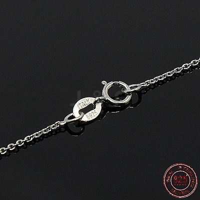 Anti-Tarnish Trendy Unisex Rhodium Plated 925 Sterling Silver Cable Chains Necklaces STER-M034-A-07-1