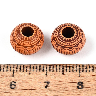 Imitation Wood Acrylic European Beads SACR-Q186-13-1
