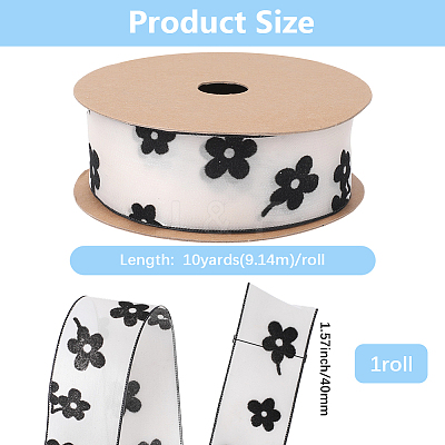 1Roll Printed Polyester Chiffon Ribbons OCOR-CY0002-35D-1