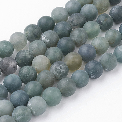 Natural Moss Agate Bead Strands G-G735-62F-8mm-1