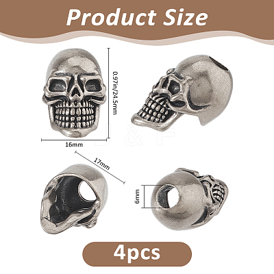 4Pcs Brass European Beads KK-FH0008-27B-AS-1