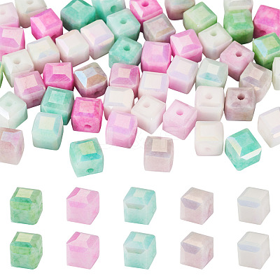 50Pcs 5 Colors Electroplate Opaque Glass Beads EGLA-TA0013-16-1
