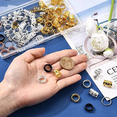 130Pcs 26 Styles Alloy/Aluminum/Iron Hair Coil Cuffs OHAR-CJ0001-04-1