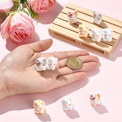 10Pcs 5 Colors Electroplate Opaque Resin Beads RESI-CJZ0001-12-1