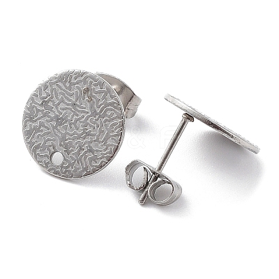 Non-Tarnish 201 Stainless Steel Flat Round Stud Earring Findings STAS-K259-18D-P-1