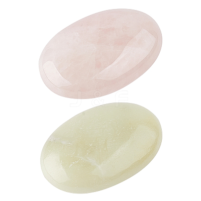2Pcs 2 Styles  Natural Rose Quartz & Serpentine Massage Tool MRMJ-NB0001-20-1