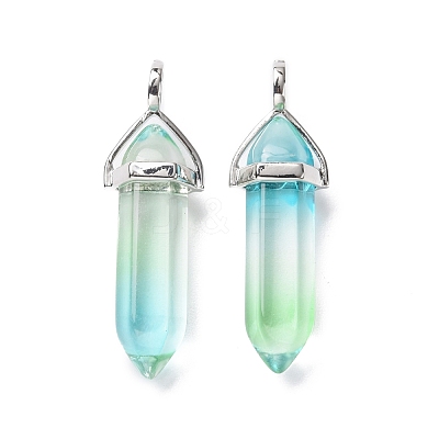 Faceted Bullet Glass Pointed Pendants KK-E282-01P-02-1
