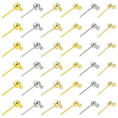 24Pcs 6 Sstyles Rack Plating Brass Stud Earring Settings KK-FS0001-41-1