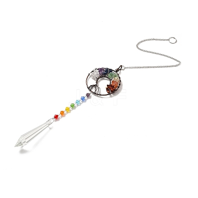 Chakra Theme Gemstone Pendant Decoration LS-AJEW-P098-17P-1