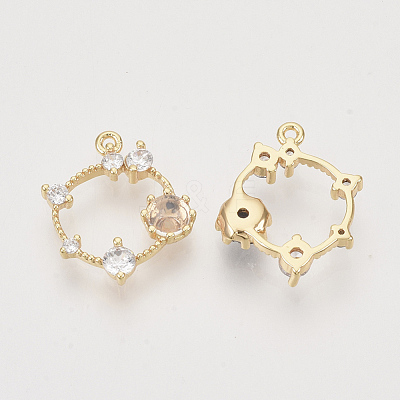 Brass Cubic Zirconia Pendants KK-T050-04G-03-NF-1