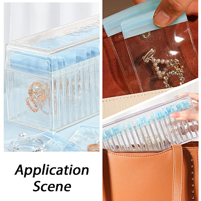 Rectangle Transparent ABS Plastic Jewelry Storage Boxes with Lid and PVC Bags CON-WH20001-17D-1