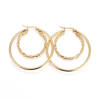 304 Stainless Steel Hoop Earrings EJEW-F188-19G-1