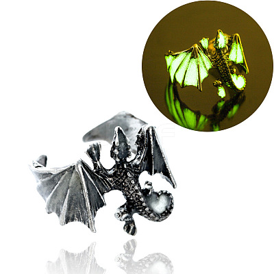 Glow in the Dark Luminous Brass Open Cuff Ring PW-WG90626-02-1