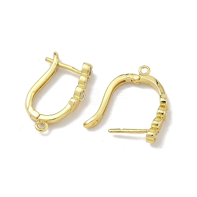 Heart Brass Micro Pave Clear Cubic Zirconia Earring Findings KK-D226-05G-1