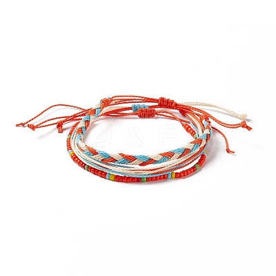 3Pcs 3 Style Plastic Braided Bead Bracelets Set BJEW-B065-08A-1