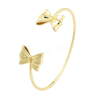 Brass Bowknot Cuff Bangles for Women LS-BJEW-Z072-03G-01-1