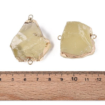 Raw Rough Natural Lemon Jade(Heated) Nuggets Connector Charms G-Q606-08C-1