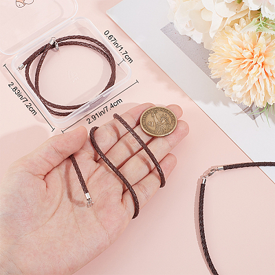 2Pcs Braided Round Leather Cord Necklace Making NJEW-BBC0001-19B-02-1