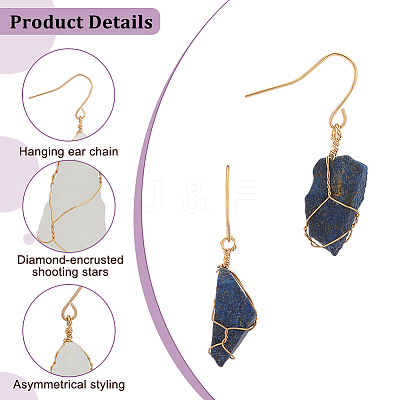9 Style 9 Style Natural Gemstone Nugget Dangle Earrings G-AN0001-01-1