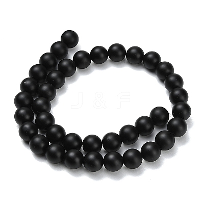 Natural Black Onyx(Dyed & Heated) Beads Strands G-Z024-01B-10mm-1