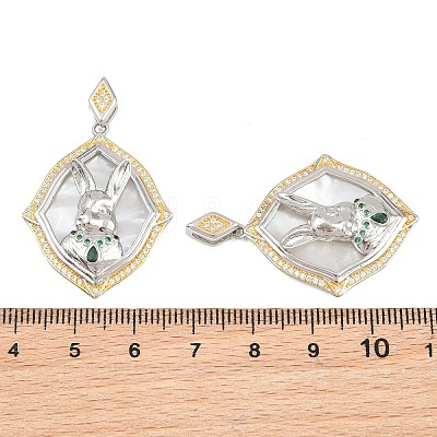 Brass Micro Pave Green Cubic Zirconia Pendants CU-CBA3297-01GP-1