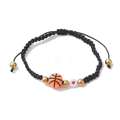 4Pcs 4 Style Sport Theme Acylic & Alloy Braided Bead Bracelets Set BJEW-JB10122-1
