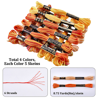20 Skeins 4 Colors 6-Ply Polyester Embroidery Floss OCOR-CY0004-38B-1