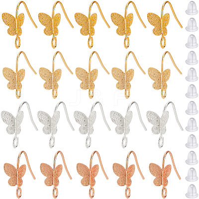 40Pcs 4 Colors Brass Butterfly Earring Hooks KK-SC0005-54-1
