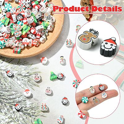 200Pcs Christmas Themes Handmade Polymer Clay Beads CLAY-CJ0001-95-1