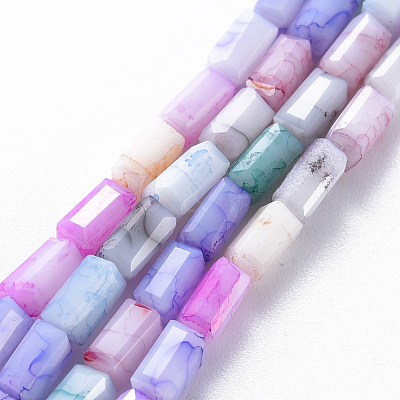 Opaque Baking Paint Crackle Glass Beads Strands X-EGLA-T008-18I-1