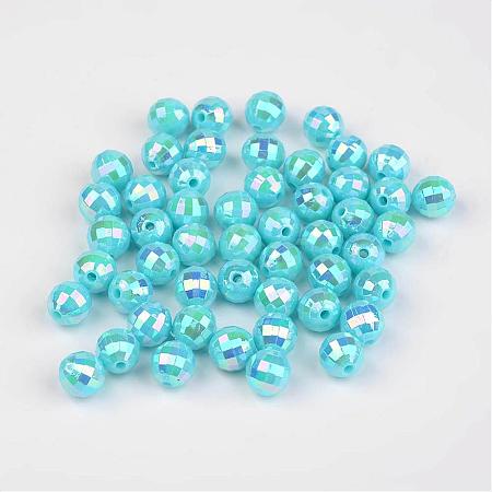 Faceted Colorful Eco-Friendly Poly Styrene Acrylic Round Beads SACR-K001-6mm-62-1