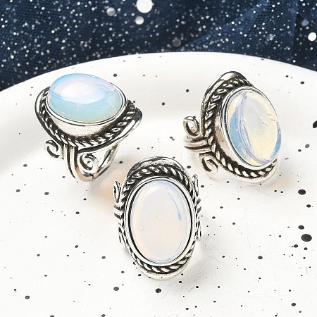 Opalite Adjustable Rings RJEW-I108-01AS-05-1