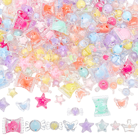 240Pcs 8 Styles Transparent Plastic Beads KY-BM0001-04-1