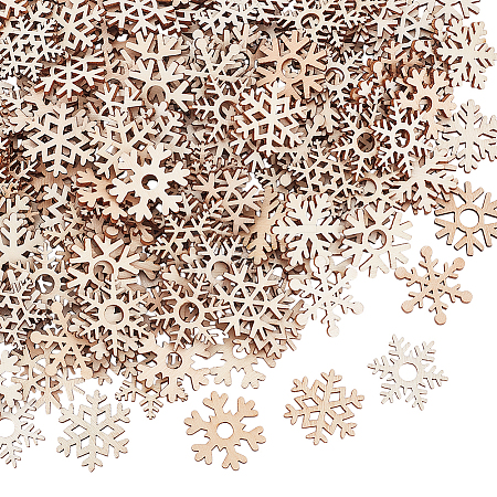 200Pcs Snowflake Unfinished Wood Slice WOOD-UN0001-31-1