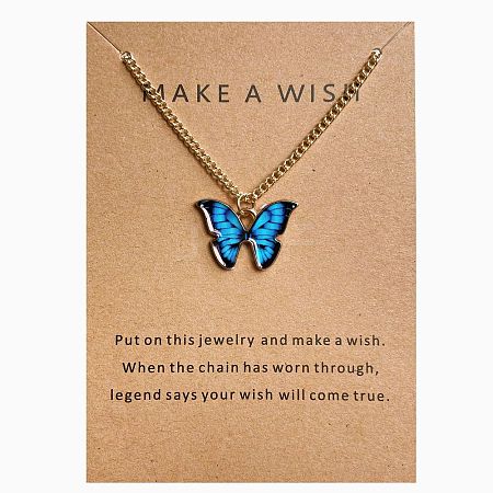 Bohemian Alloy Enamel Butterfly Pendant Necklaces for Women WG0CAA2-11-1