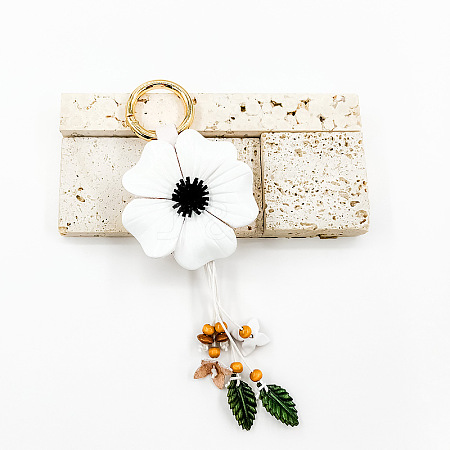 Leather and Alloy Keychain HJEW-WH20022-04B-05-1