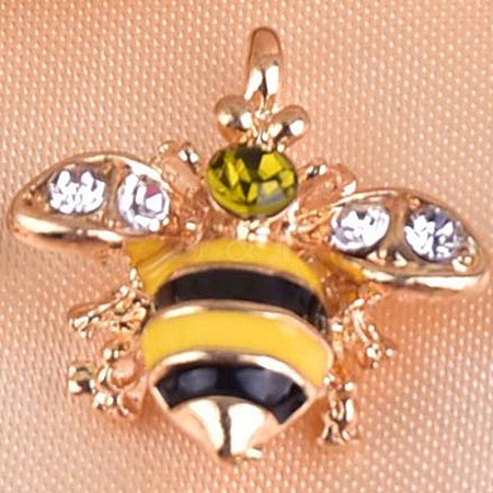 Bee Alloy Rhinestone Charms Pendant FIND-SZC0010-473-1