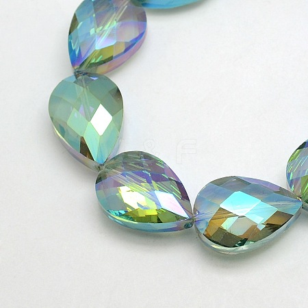 Electroplate Crystal Glass Teardrop Beads Strands EGLA-F067B-03-1