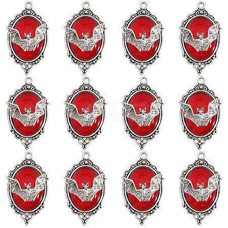12Pcs Vampire Bat Shaped Alloy Enamel Pendants ENAM-CA0001-87A-1