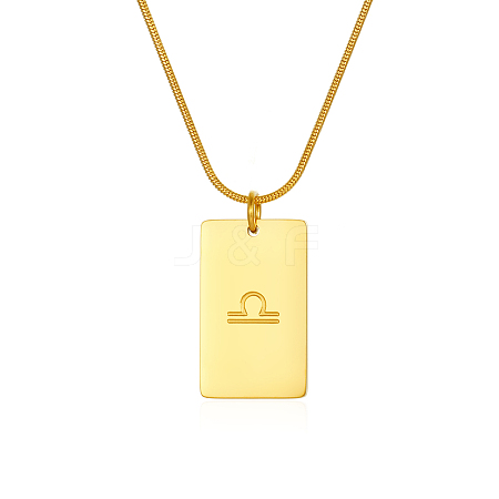 Stylish Stainless Steel 12 Zodiac Rectangle Pendant Necklaces for women GA2858-11-1