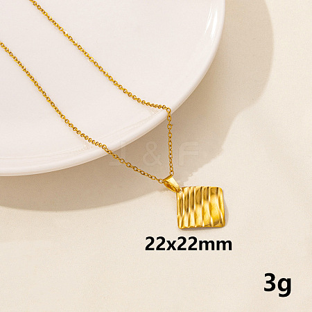 304 Stainless Steel Geometric Rhombus Pendant Necklace for Women GD7142-4-1