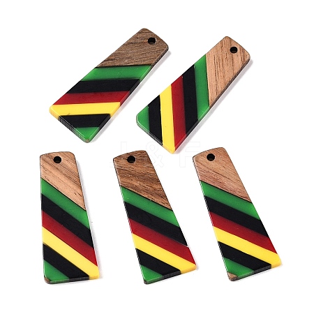 Jamaican Colour Epoxy Resin & Walnut Wood Pendants RESI-N039-122M-1